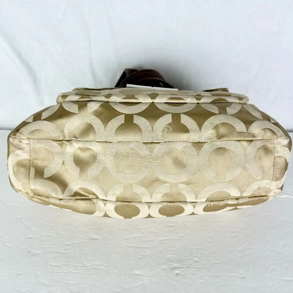 Coach Kristen Signature Op Art Hobo Purse Sateen Zip Top